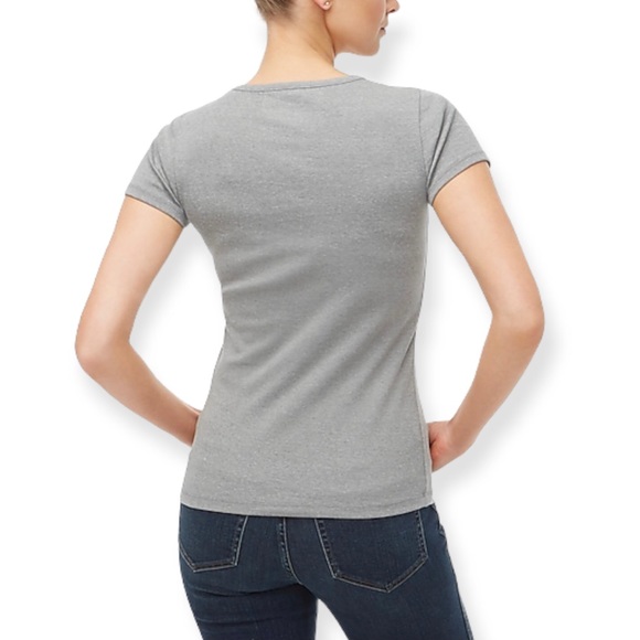 J. CREW Fine-Rib Tee Heather Grey Short Sleeve Crewneck Perfect Fit T-Shirt - Picture 4 of 8